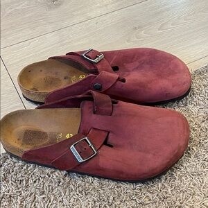 Red leather Birkenstocks- 43